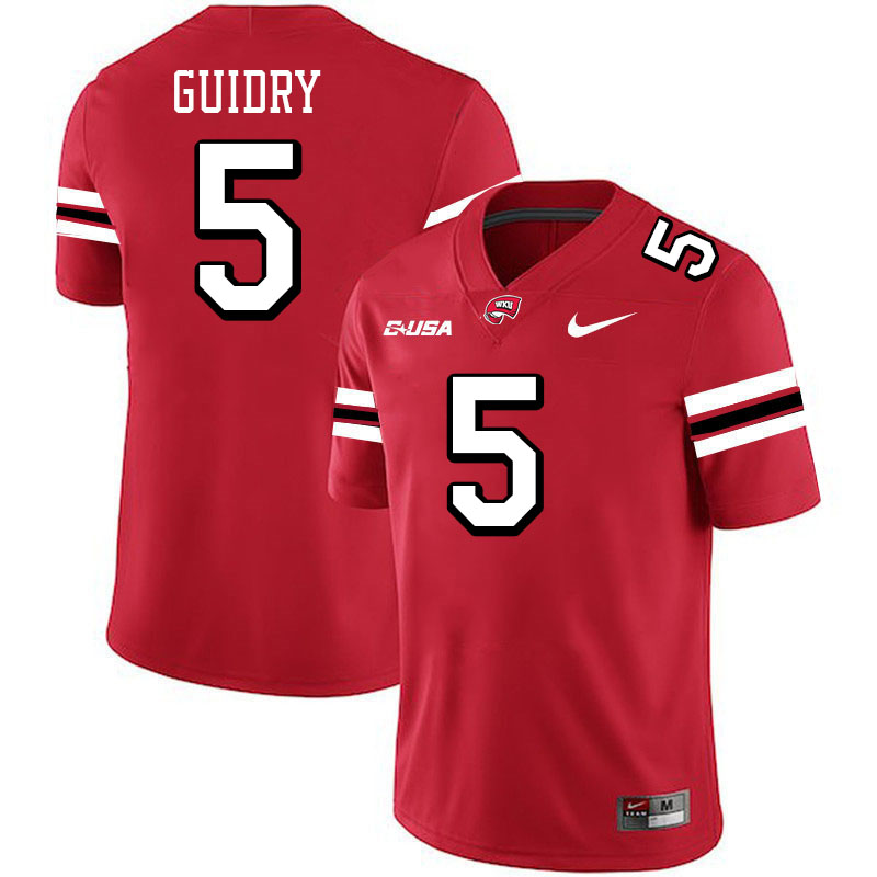 Western Kentucky Hilltoppers #5 Kylan Guidry College Football Jerseys Stitched-Red